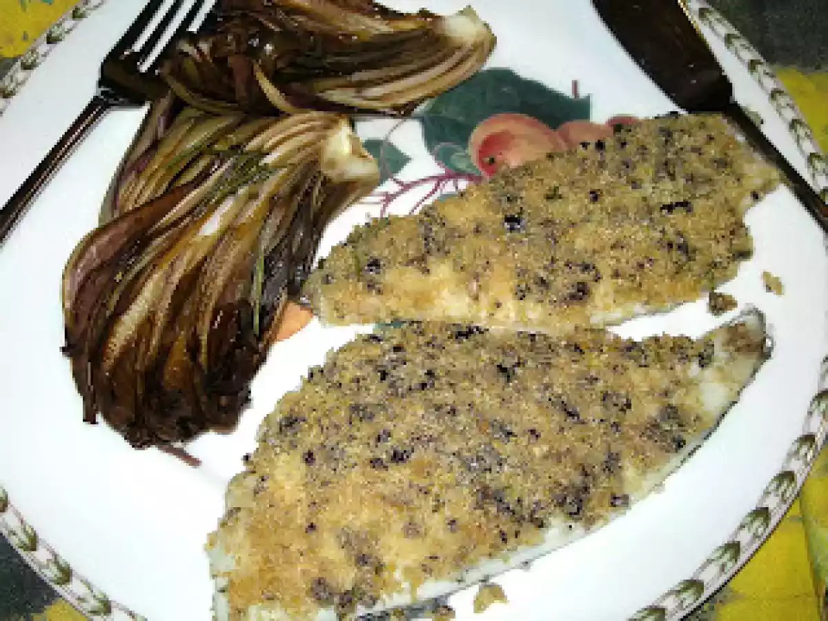 Orata gratinata con contorno di radicchio al forno
