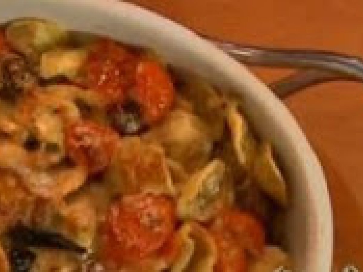 Orecchiette gratinate con melanzane e caprino