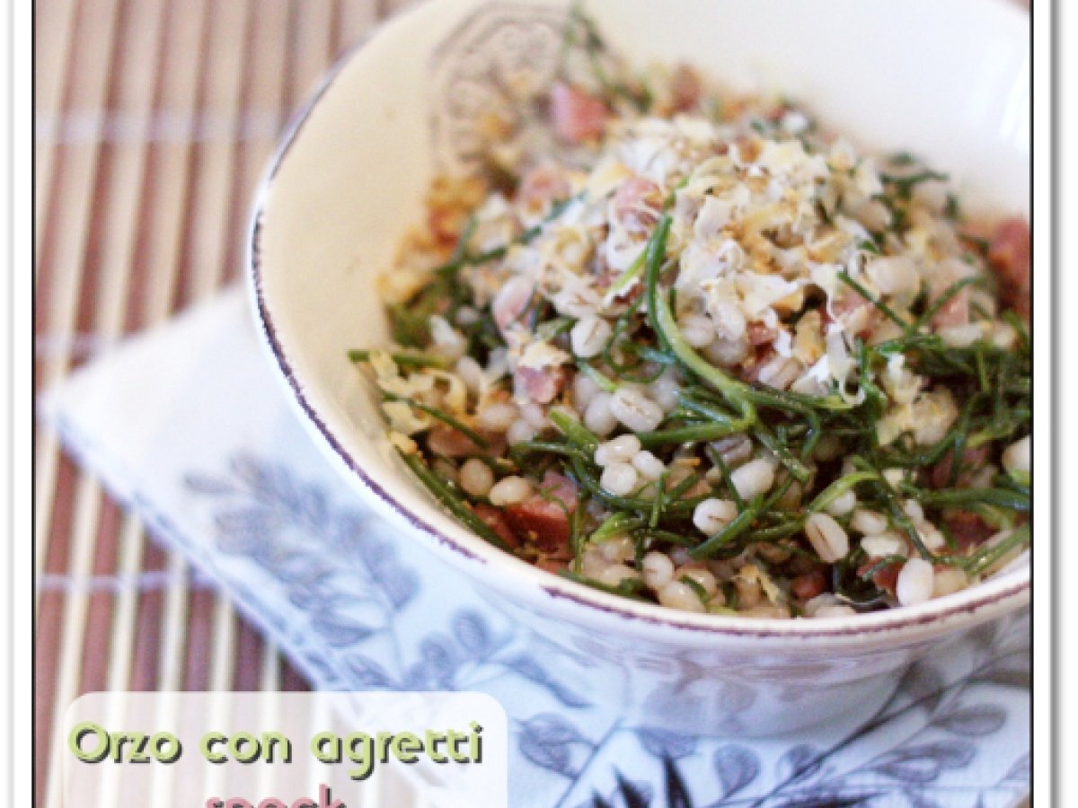Orzo con agretti, speck e ricotta affumicata