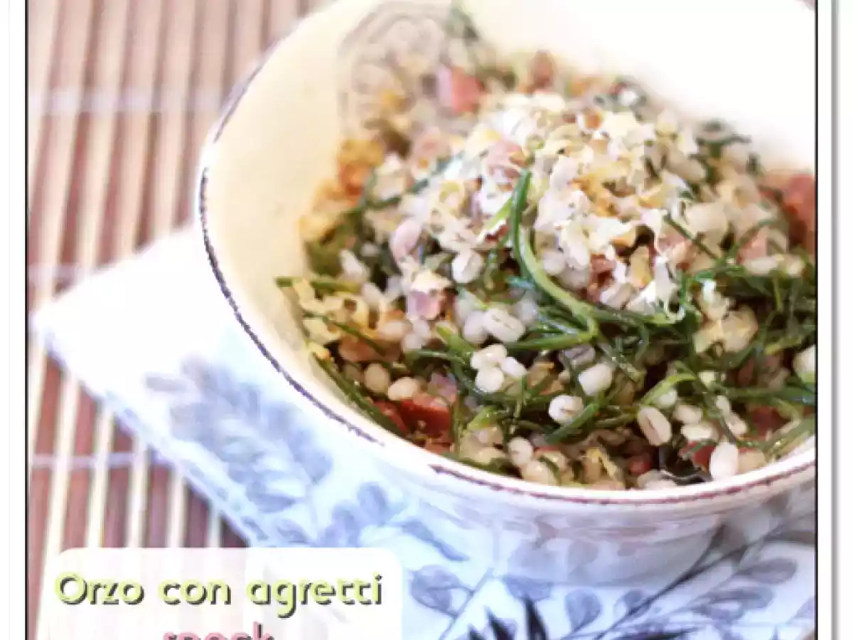Orzo con agretti, speck e ricotta affumicata