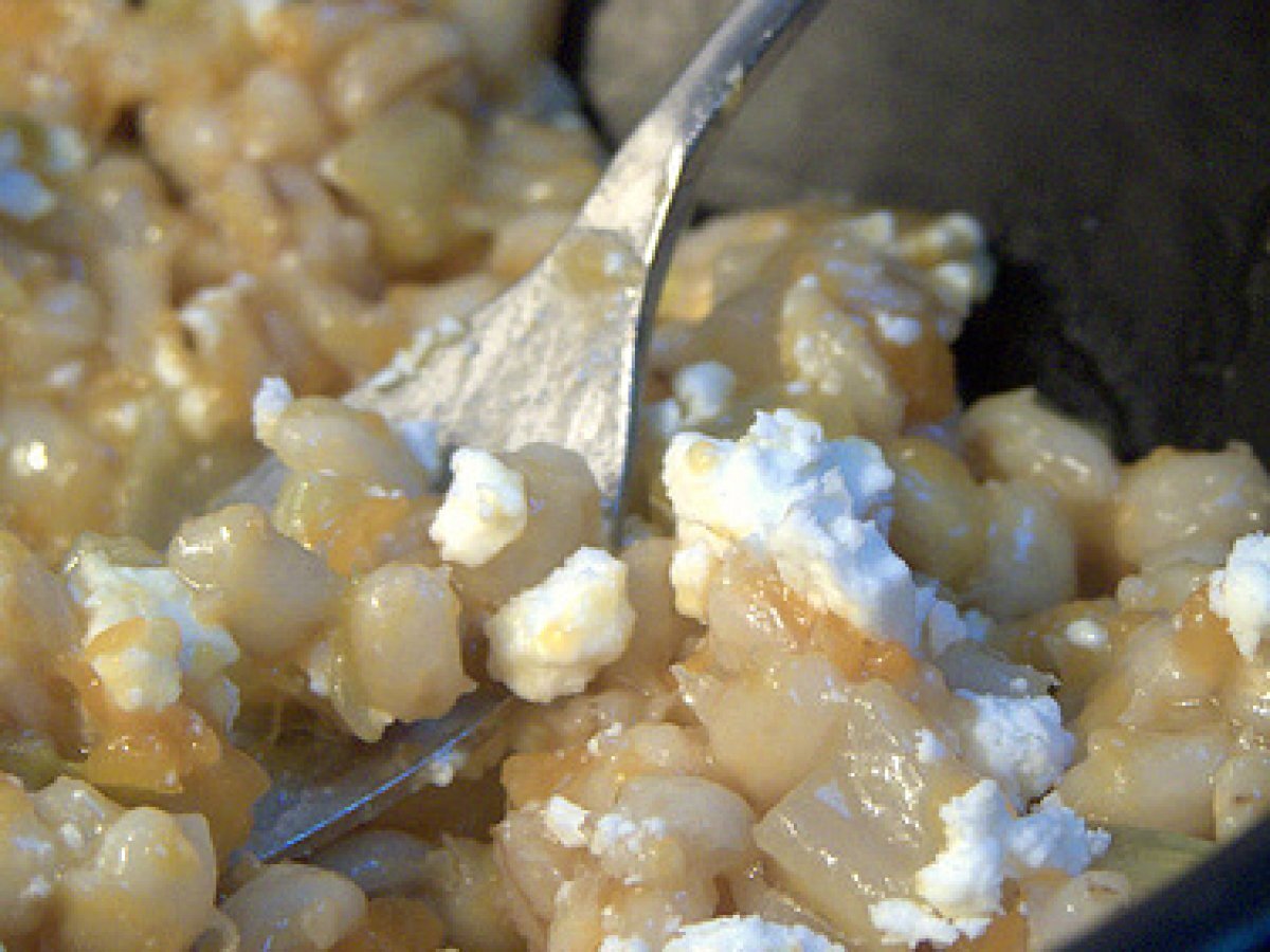 Orzo risottato alla zucca e feta e zenzero