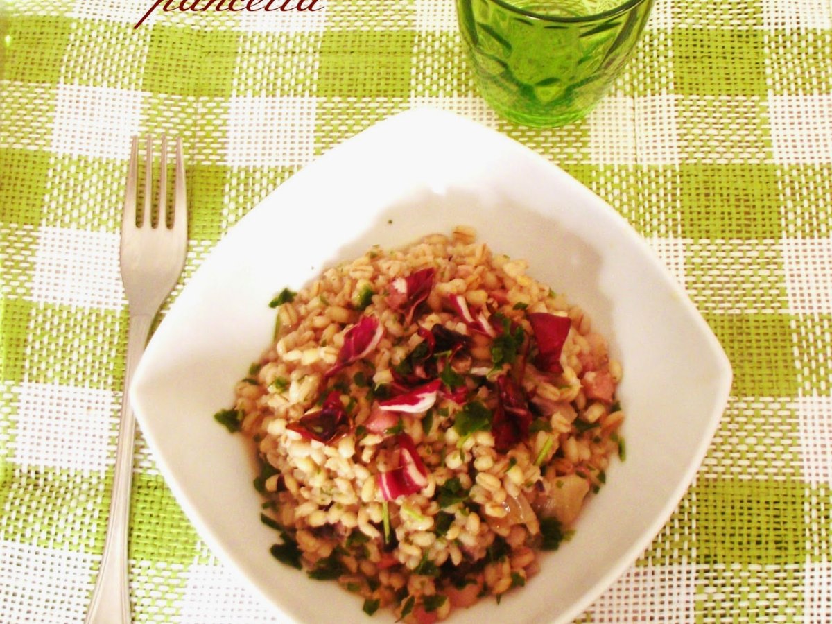 Orzotto al radicchio di chioggia e pancetta