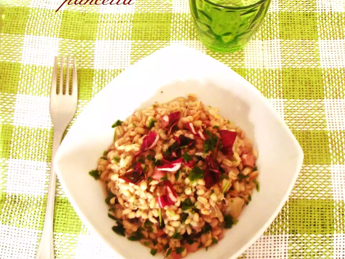 Orzotto al radicchio di chioggia e pancetta