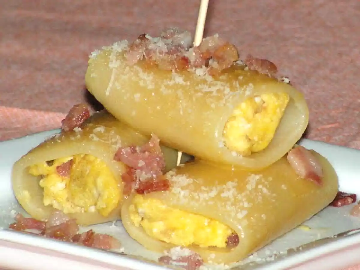 PACCHERI ALLA CARBONARA- Versione Finger Food