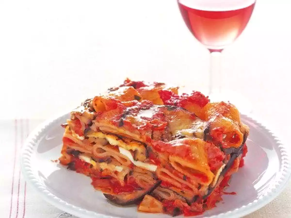 Parmigiana di pasta e melanzane grigliate