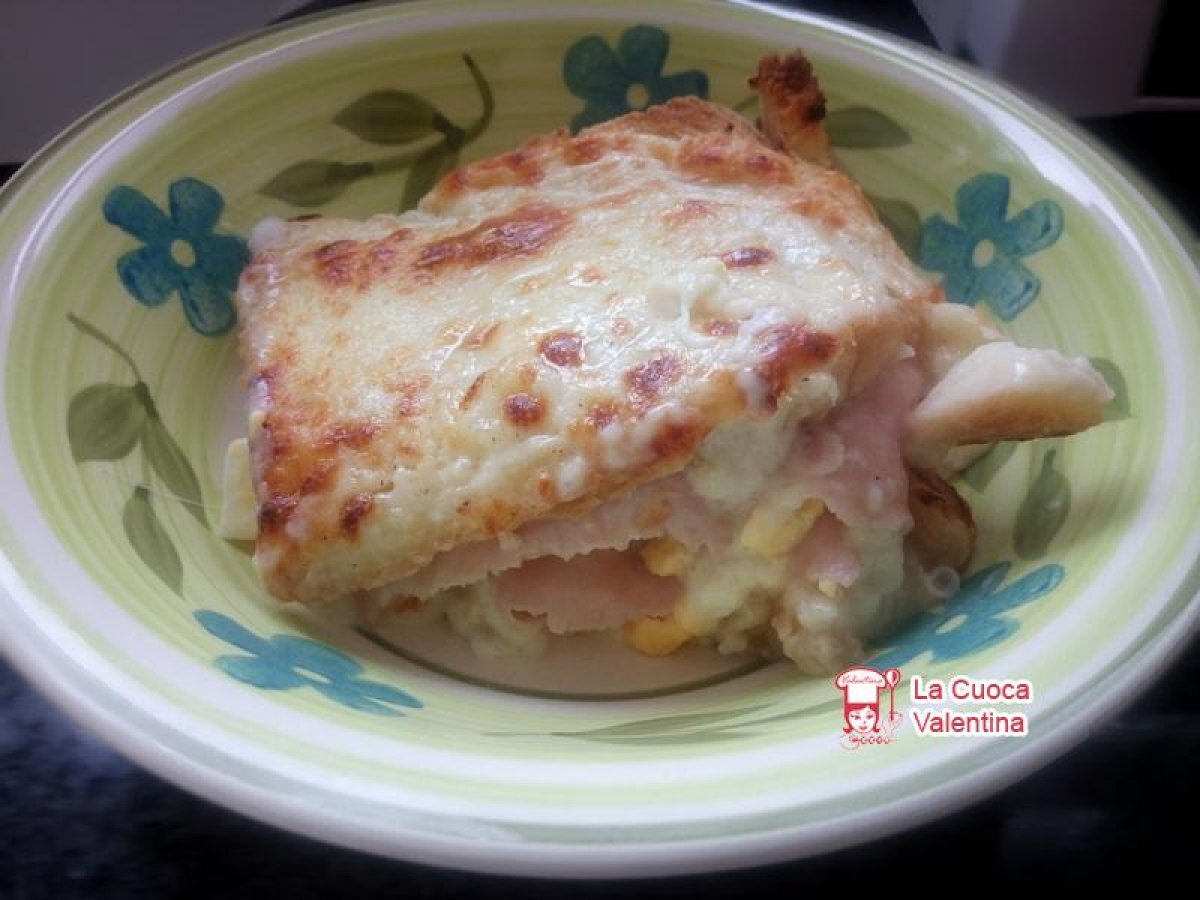 Pasta al forno con pane in cassetta