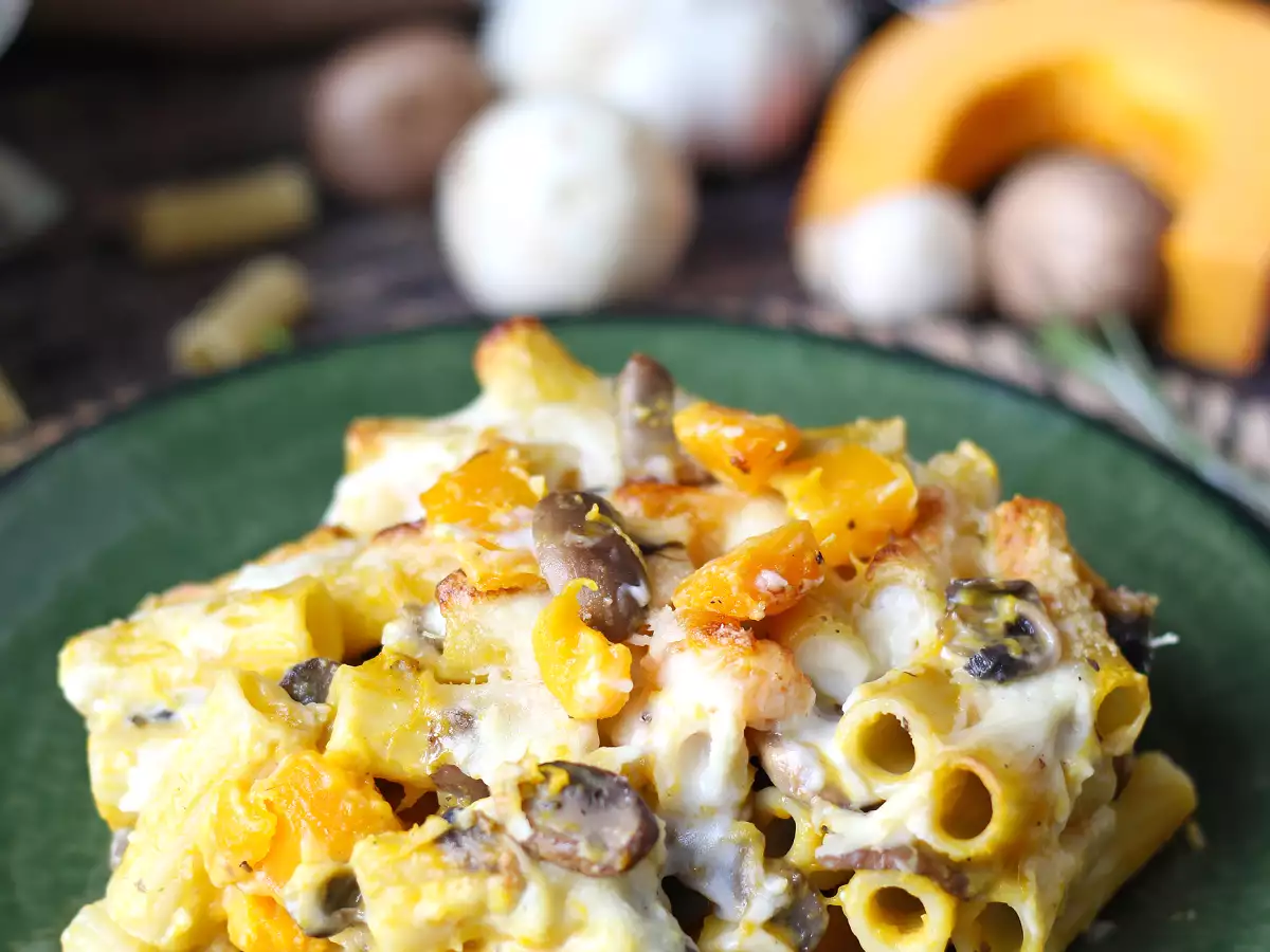 Pasta al forno con zucca, funghi e besciamella - foto 4