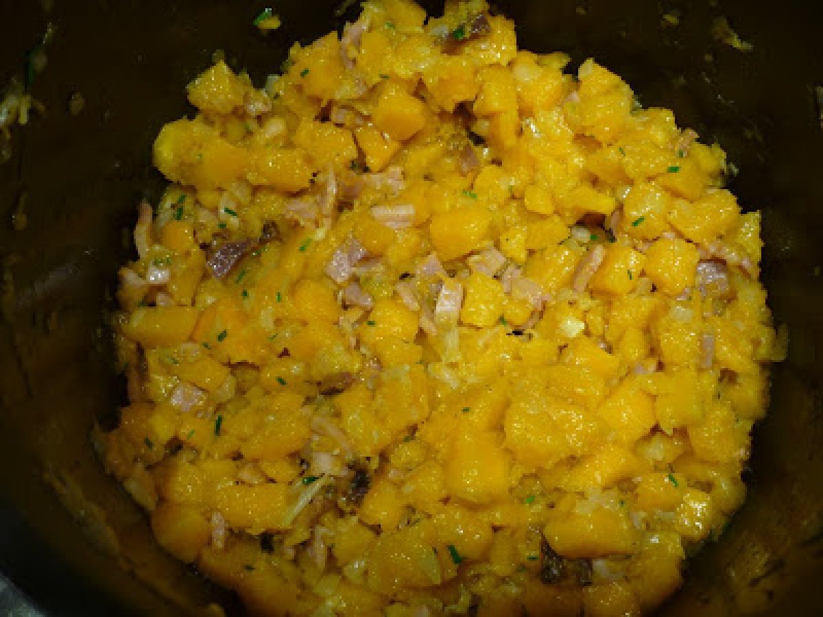 PASTA AL SUGO DI ZUCCA E SPECK AROMATIZZATO ALL'ERBA CIPOLLINA, foto 5