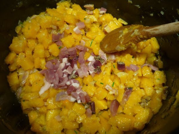 PASTA AL SUGO DI ZUCCA E SPECK AROMATIZZATO ALL'ERBA CIPOLLINA, foto 4