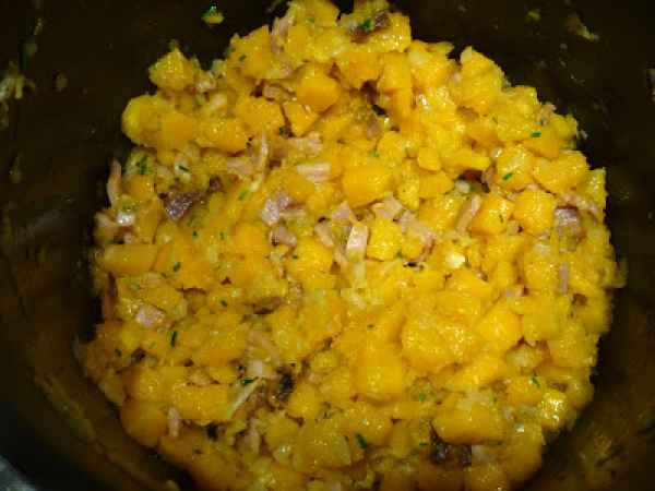 PASTA AL SUGO DI ZUCCA E SPECK AROMATIZZATO ALL'ERBA CIPOLLINA, foto 5