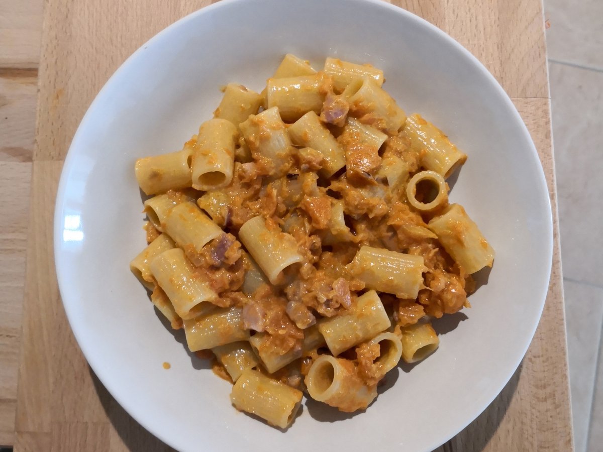 Pasta con zucca e pancetta