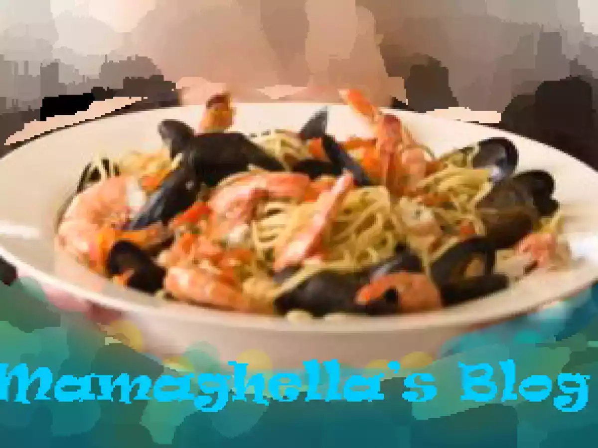 Pasta, cozze e gamberetti