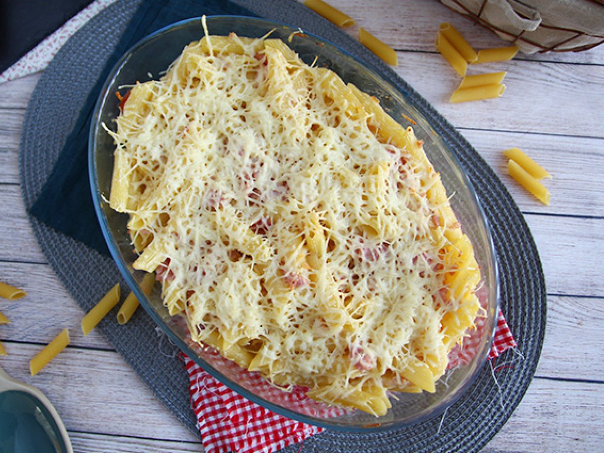 Pasta gratinata con prosciutto e formaggio - foto 3