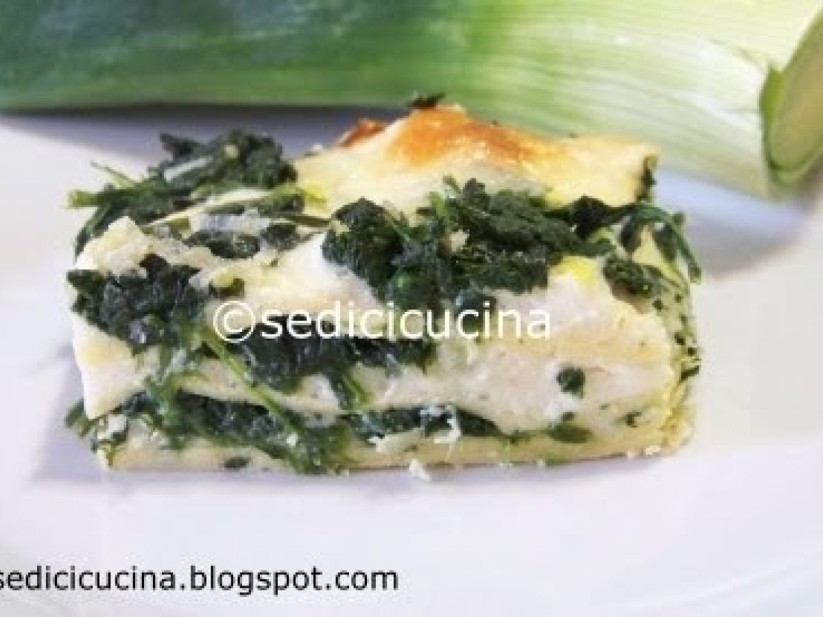 Pasticcio di crespelle con porri e spinaci