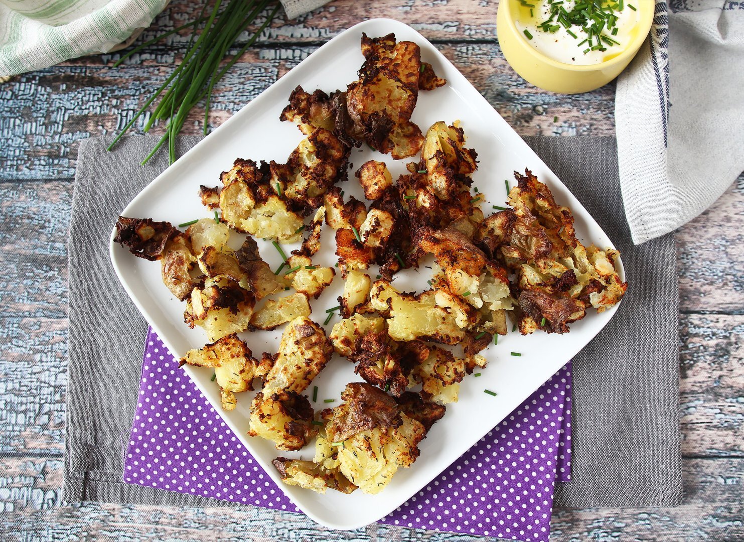 patate schiacciate in friggitrice ad aria