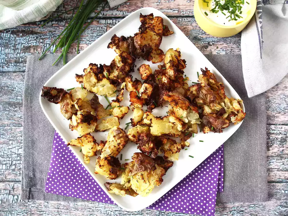 Patate schiacciate (Smashed potatoes) in friggitrice ad aria