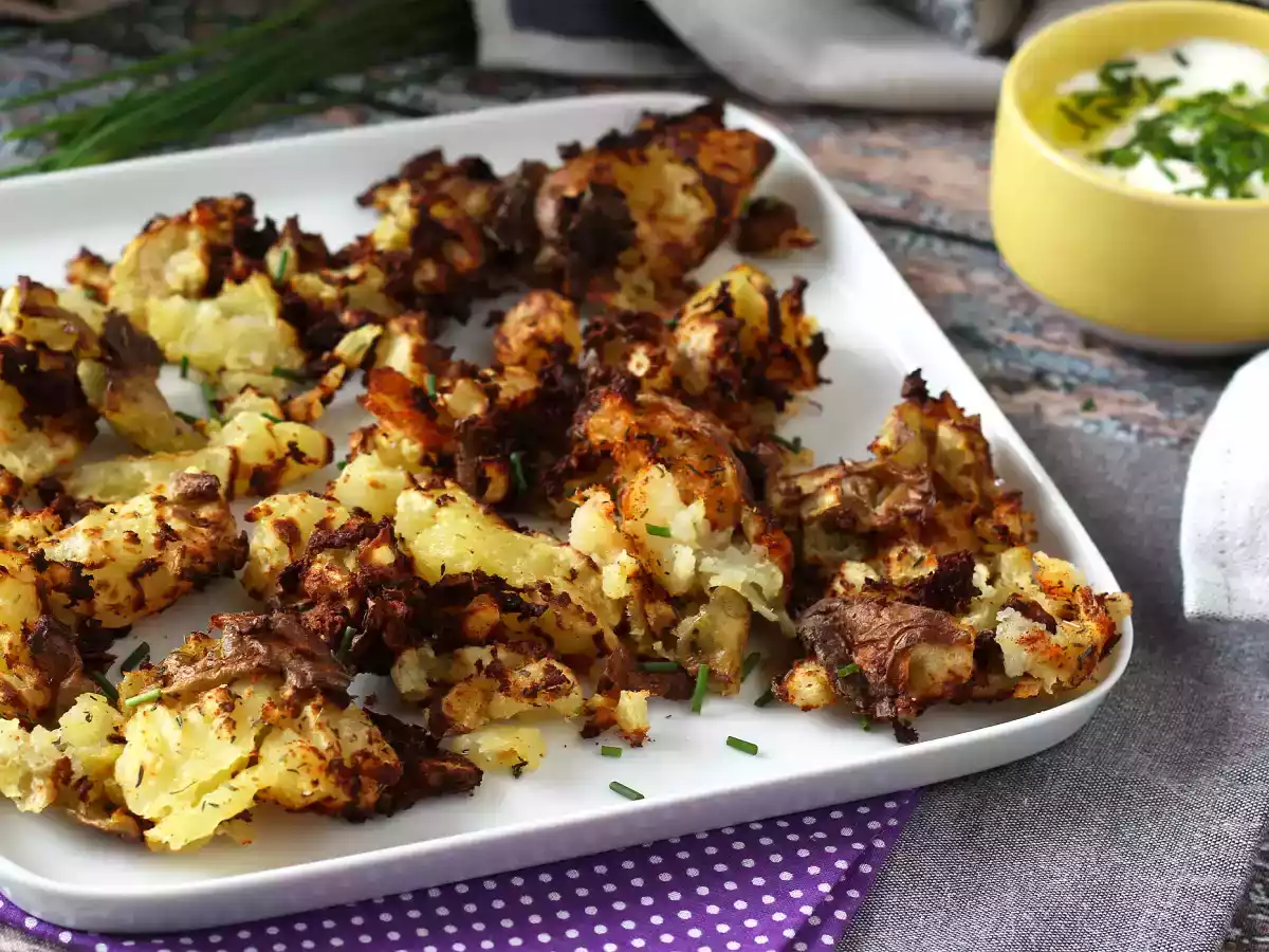 Patate schiacciate (Smashed potatoes) in friggitrice ad aria - foto 3