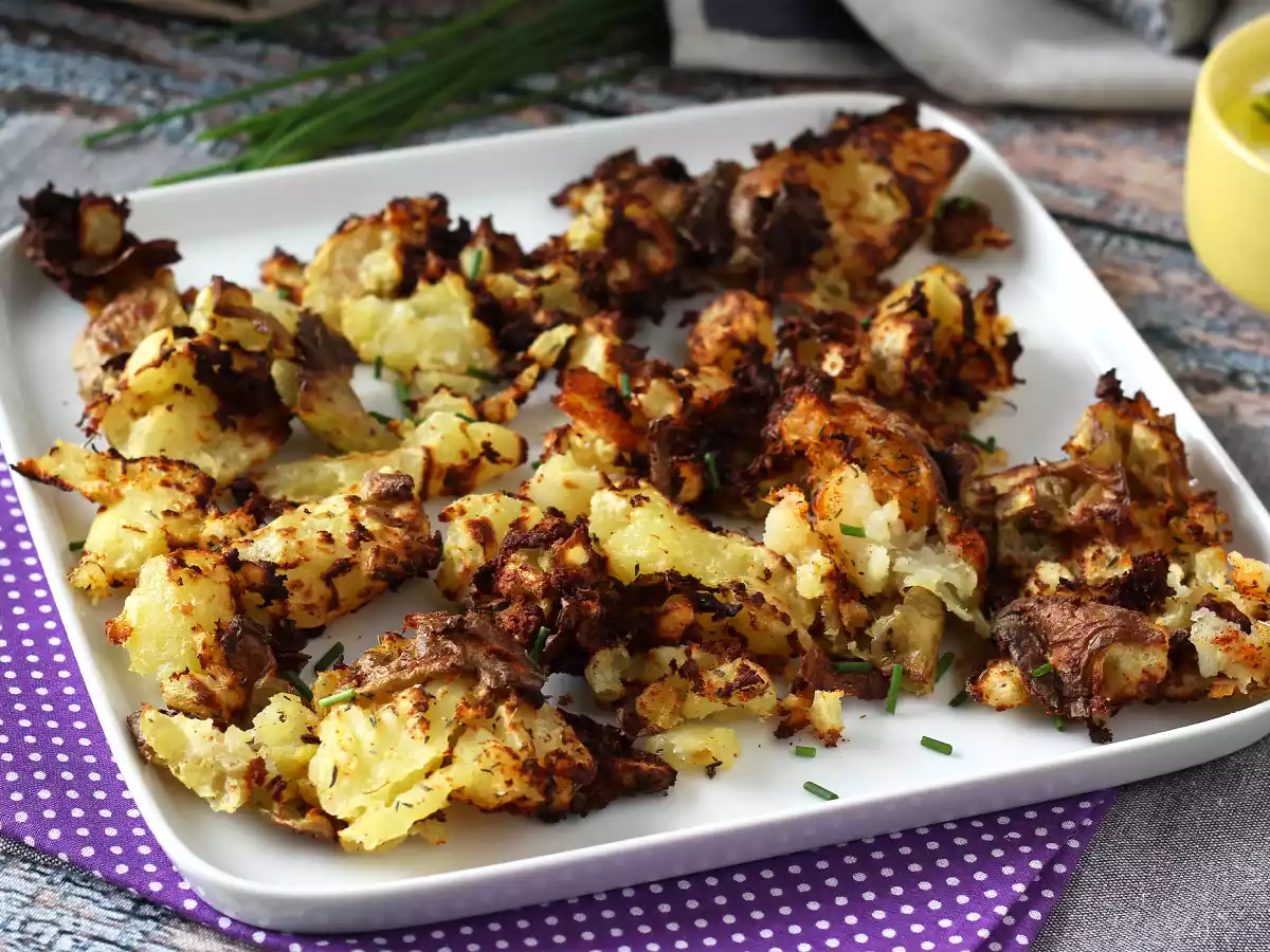 Patate schiacciate (Smashed potatoes) in friggitrice ad aria - foto 5
