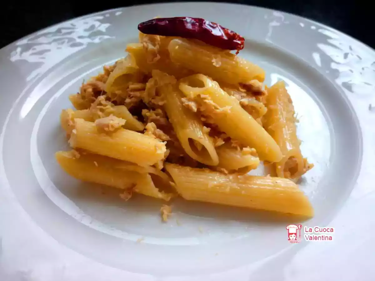 Penne alla carbonara con lo sgombro
