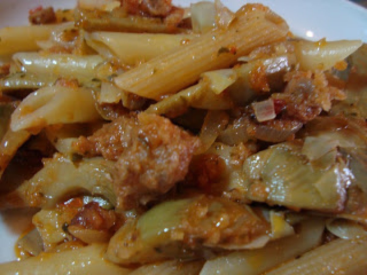 Penne con carciofi e salsiccia, foto 2