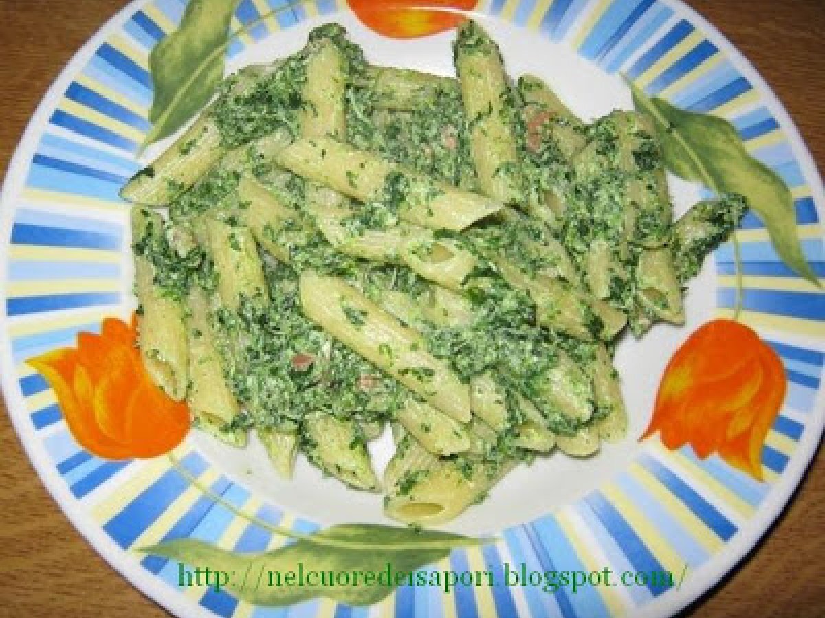 Penne con spinaci cremosi e pancetta - foto 2