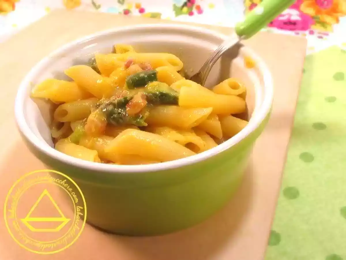 Penne cremose agli asparagi e pancetta croccante