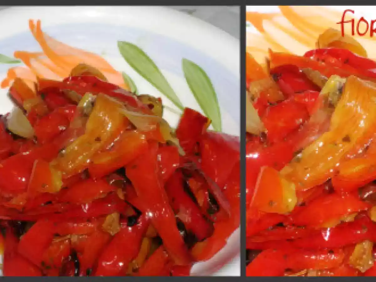 Peperoni al forno con cipolle e origano