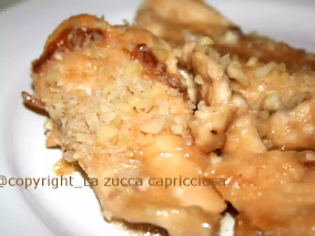 Petto di pollo birra e cannella con granella di mandorle