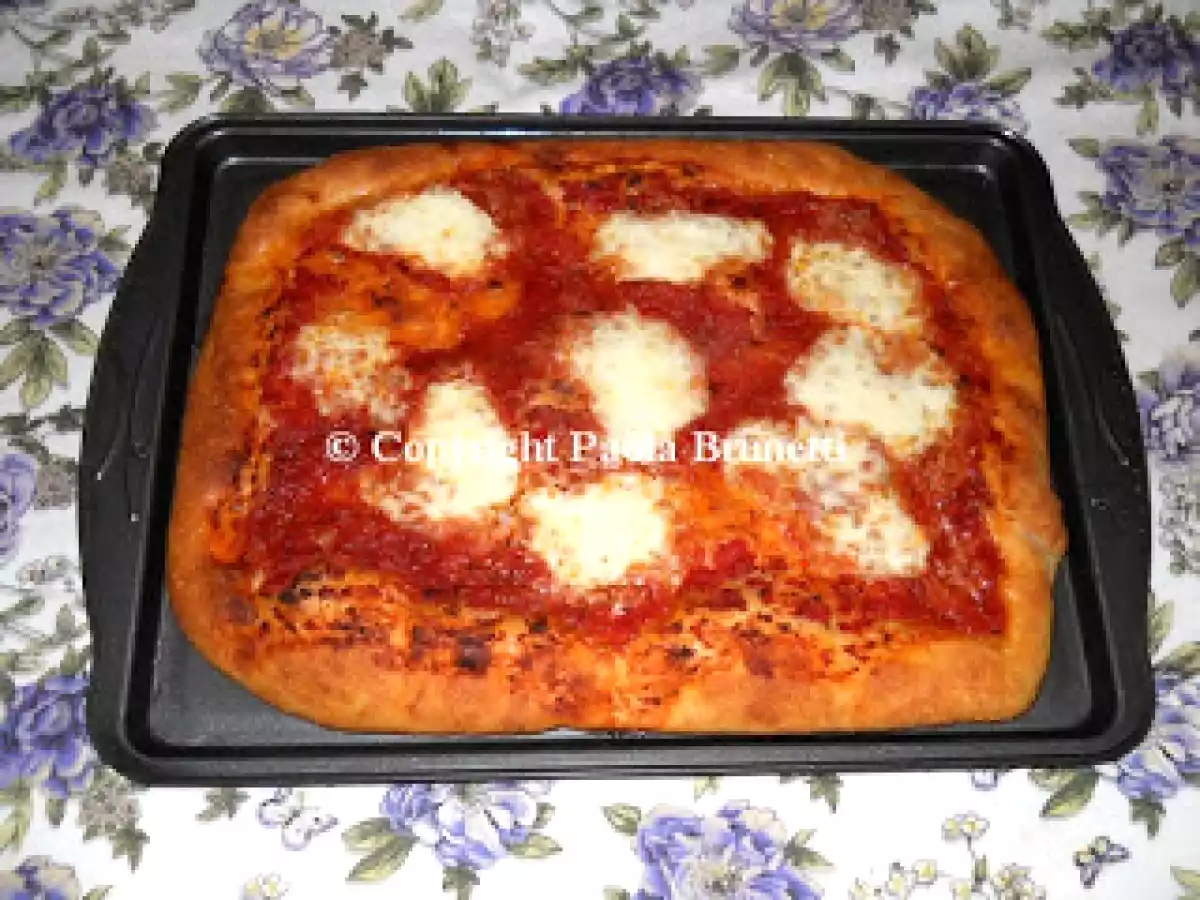 Pizza: base classica di Gabriele Bonci, quì in versione rossa con mozzarella