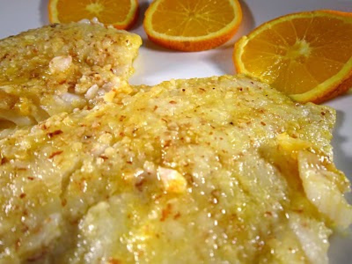 Platessa all'arancia e nocciola