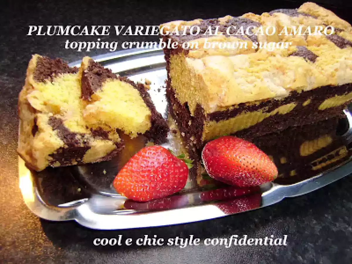 Plumcake variegato al Cacao Amaro ( topping crumble di brown sugar ) - foto 3