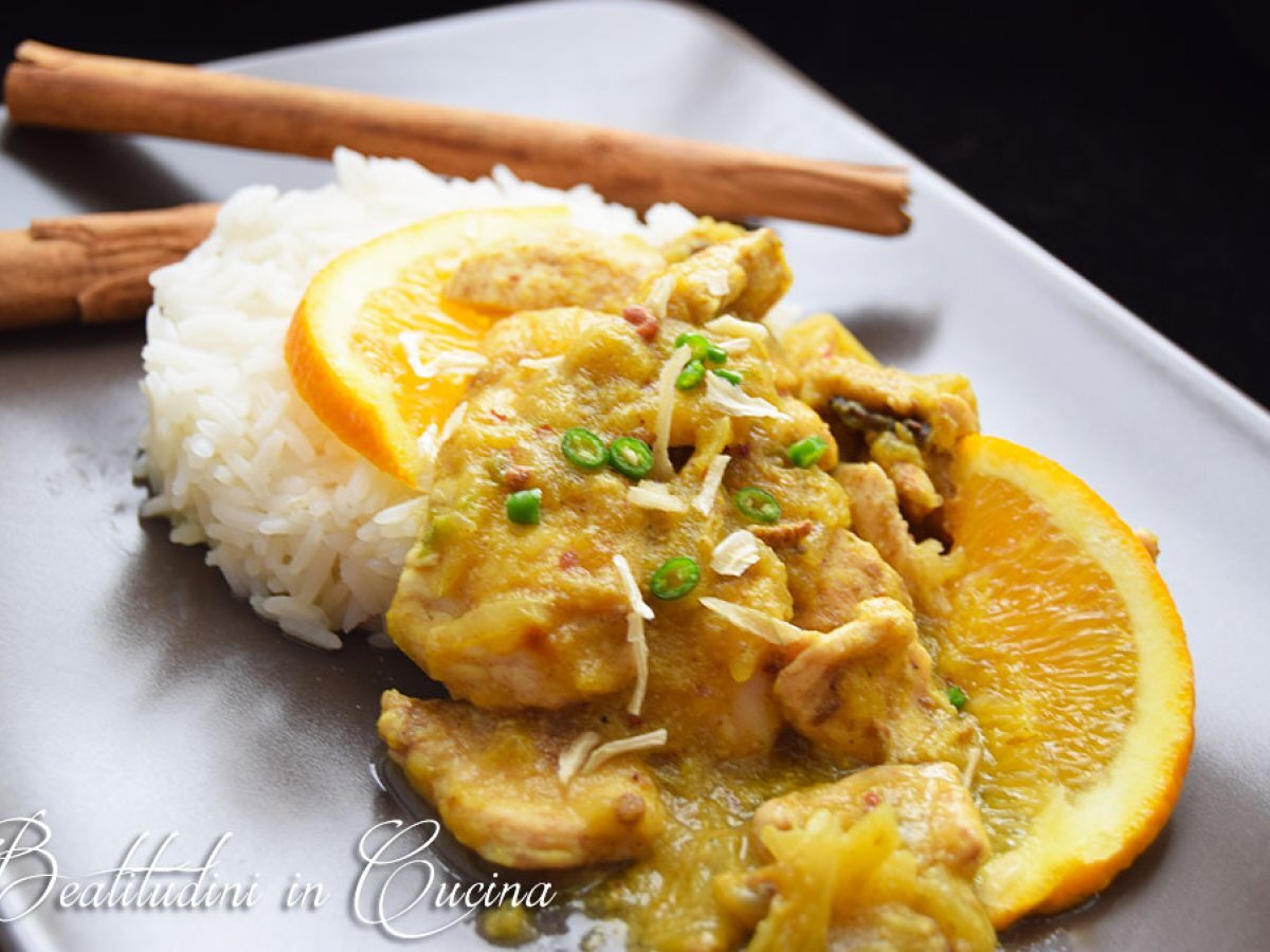 Pollo al curry e arancia