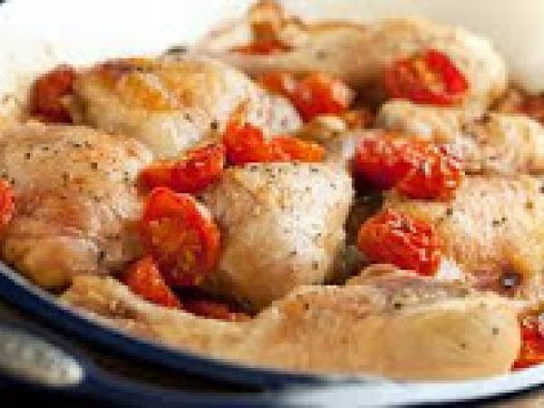 Pollo al forno con pomodorini