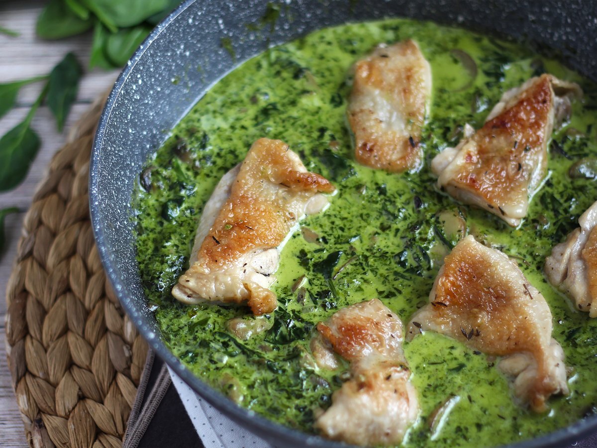 Pollo con crema di funghi e spinaci - foto 2