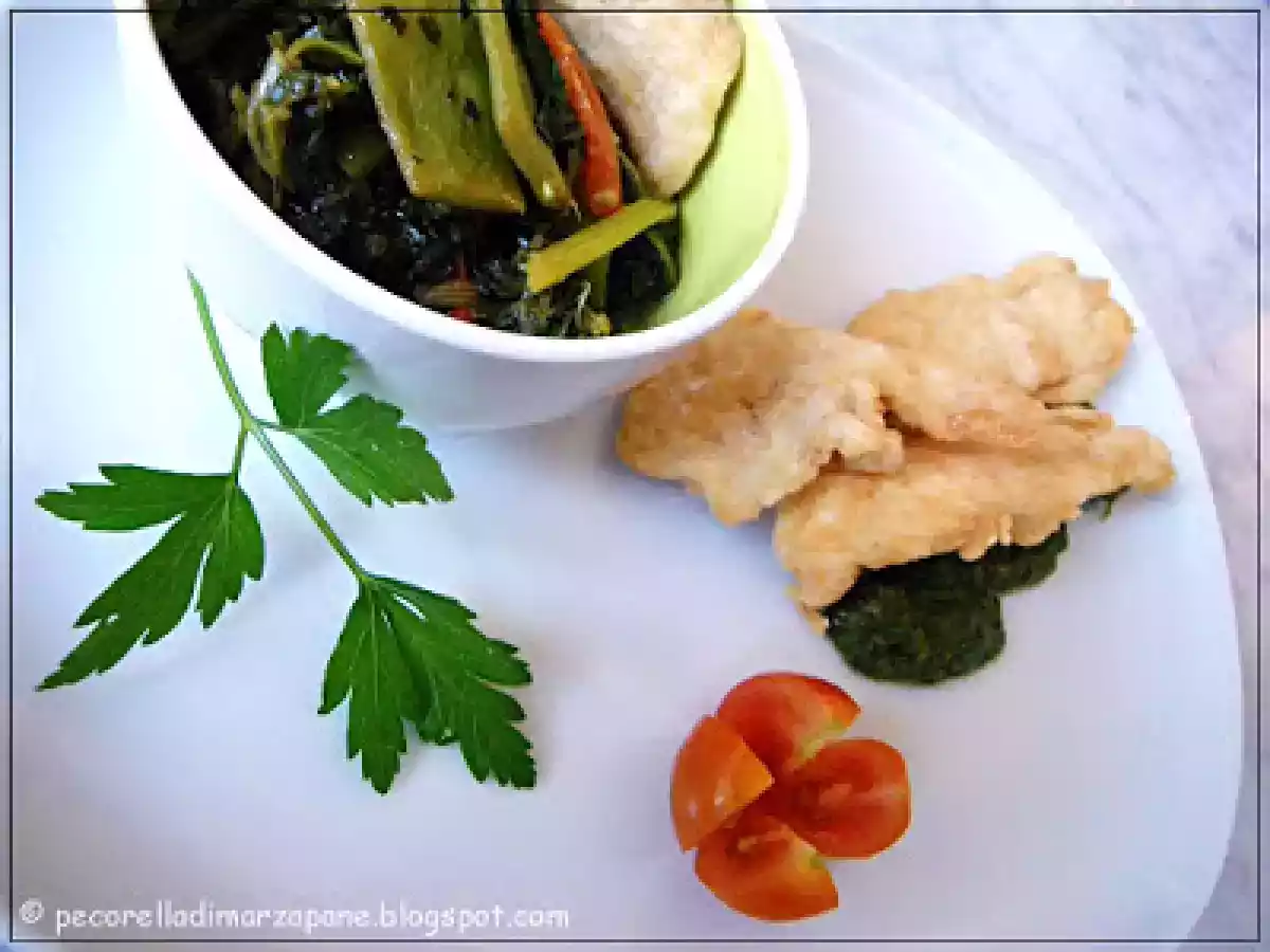 Pollo croccante in farina di riso e Contorno d'Orto