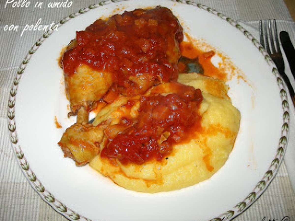 Pollo in umido con polenta