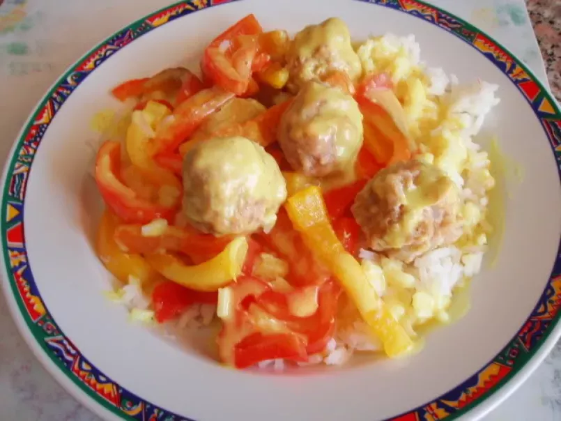 Polpettine con peperoni, riso e salsa curry TM31/TM21, foto 1
