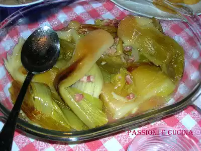 Porri al forno con pancetta