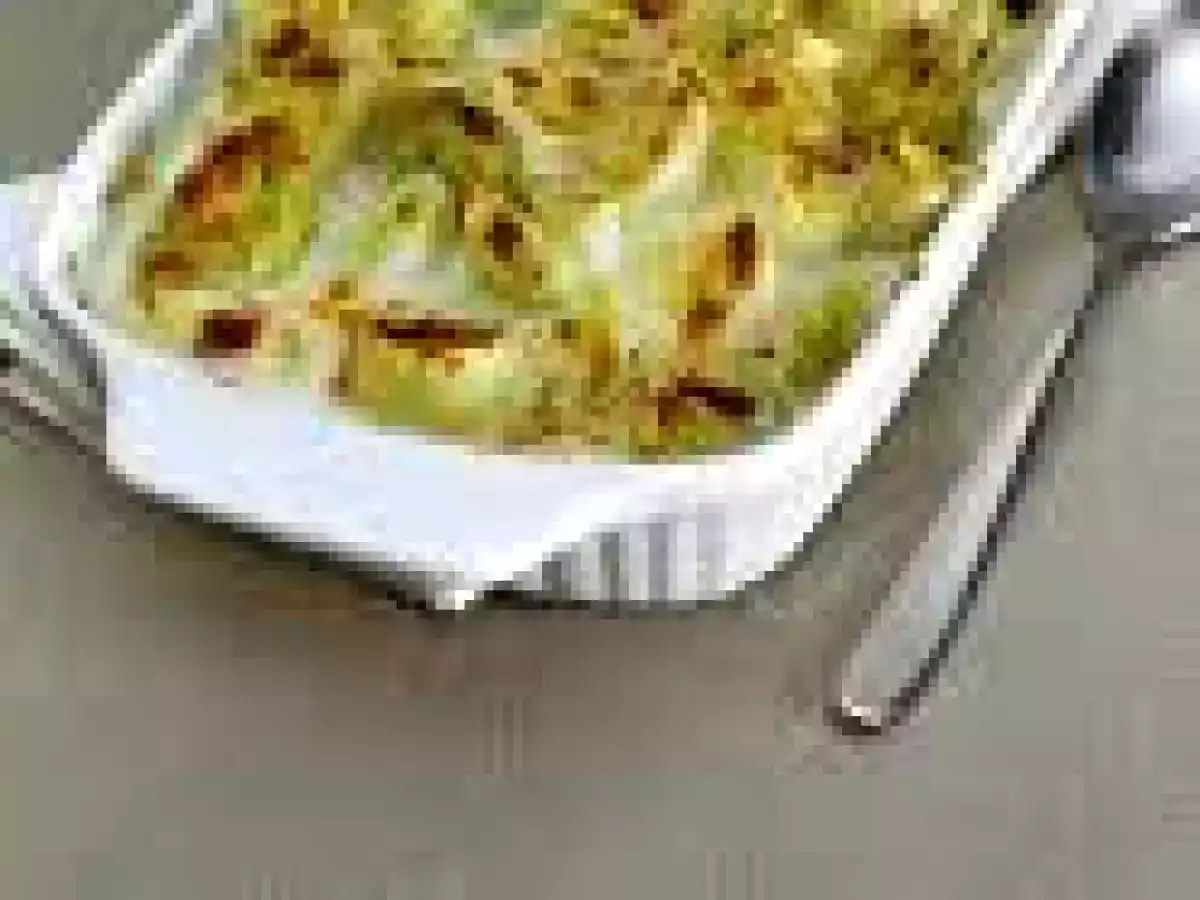 Porri gratinati con fonduta di montasio