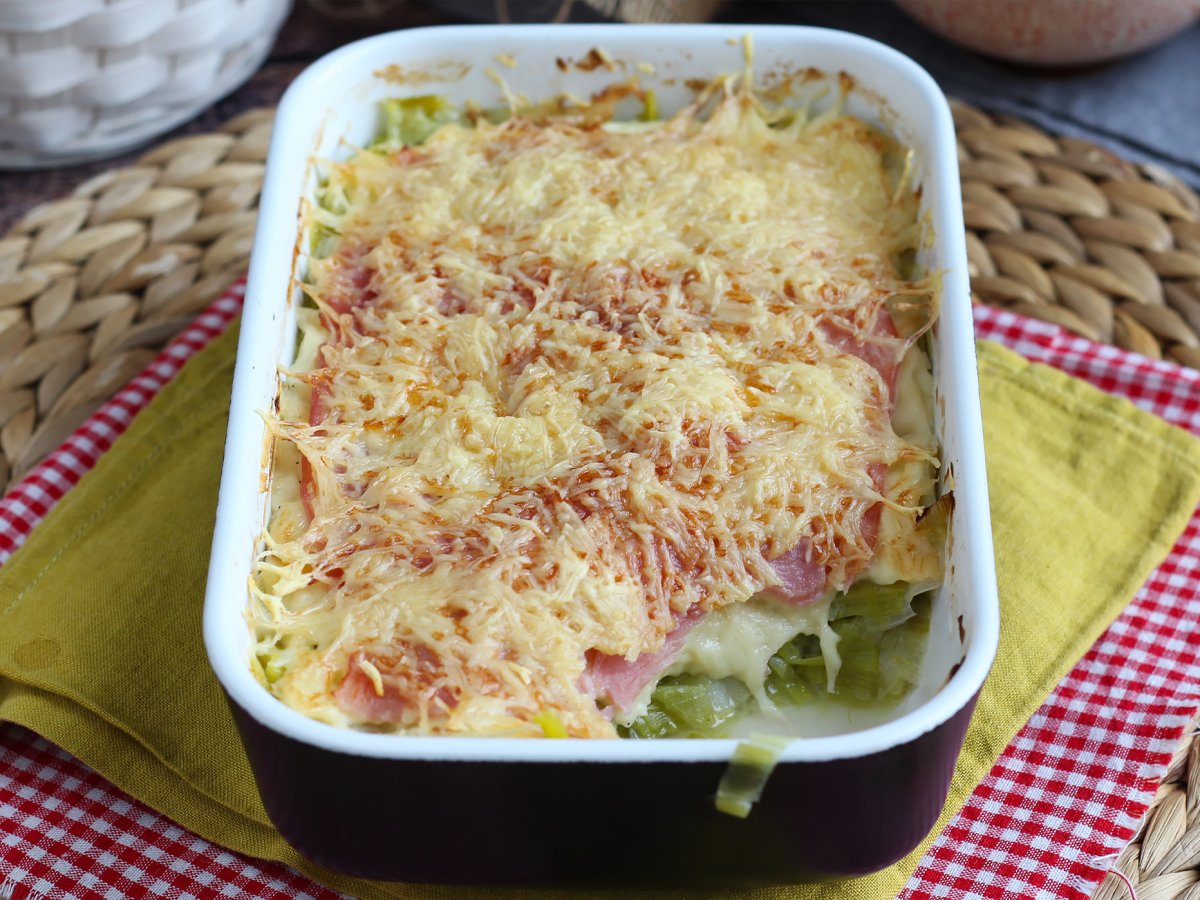 Porri gratinati con prosciutto e formaggio - foto 3