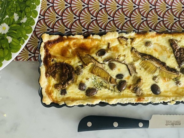 Quiche con i funghi porcini e olive