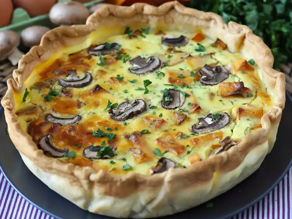 Quiche con zucca e funghi cremosa e autunnale - foto 5