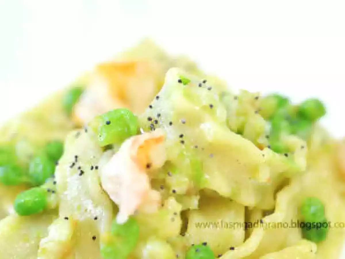 Reginette gamberi e piselli