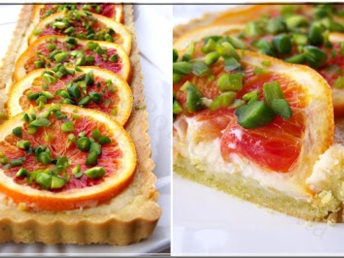 Relax: Crostata di frolla ai pistacchi con crema di ricotta e arancia