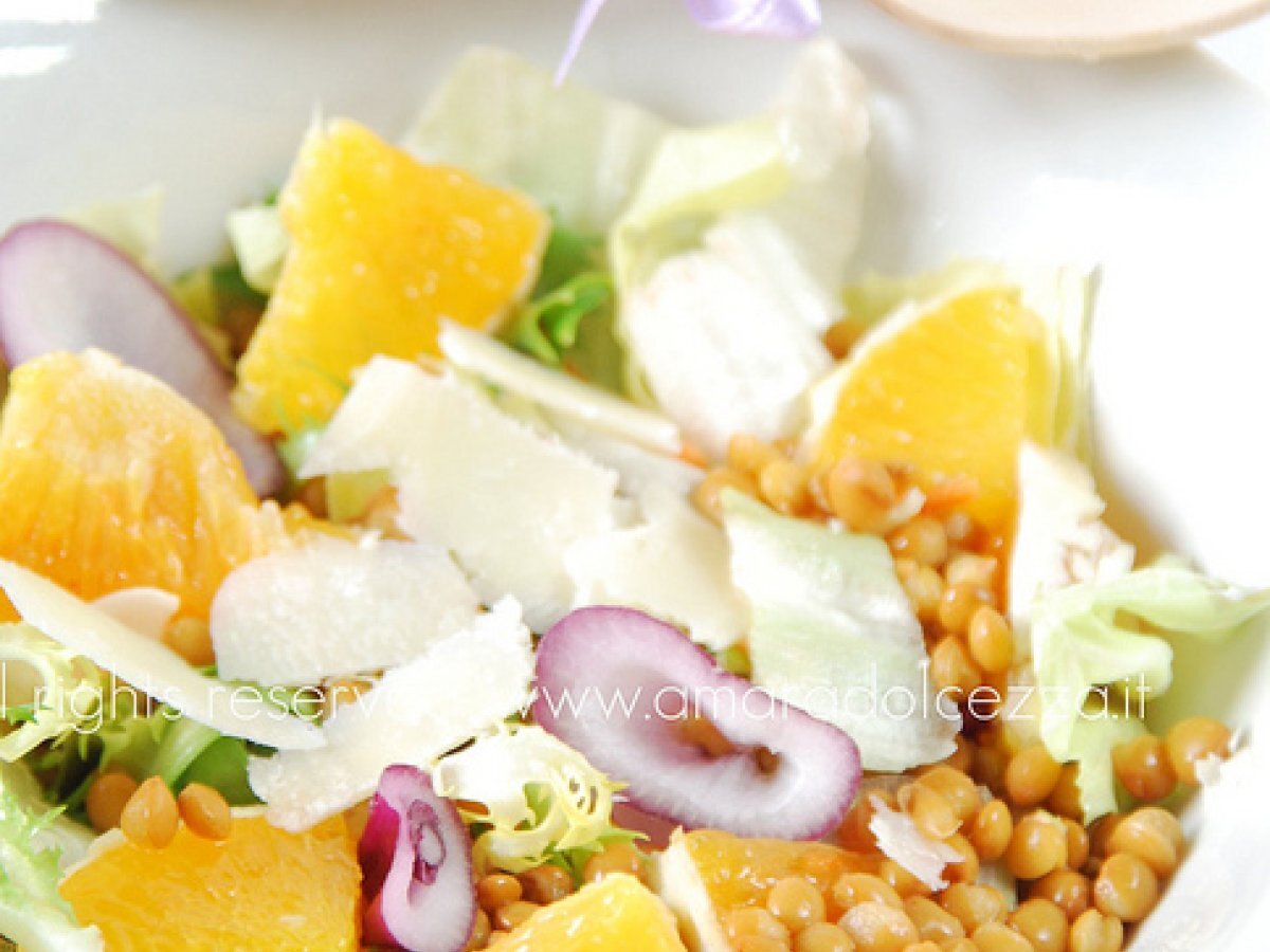 Ricette sprint: insalata di lenticchie e arance