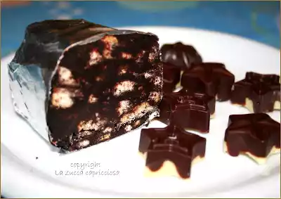 Ricomincio da.....dal cioccolato!! salame di cioccolato e cioccolatini...