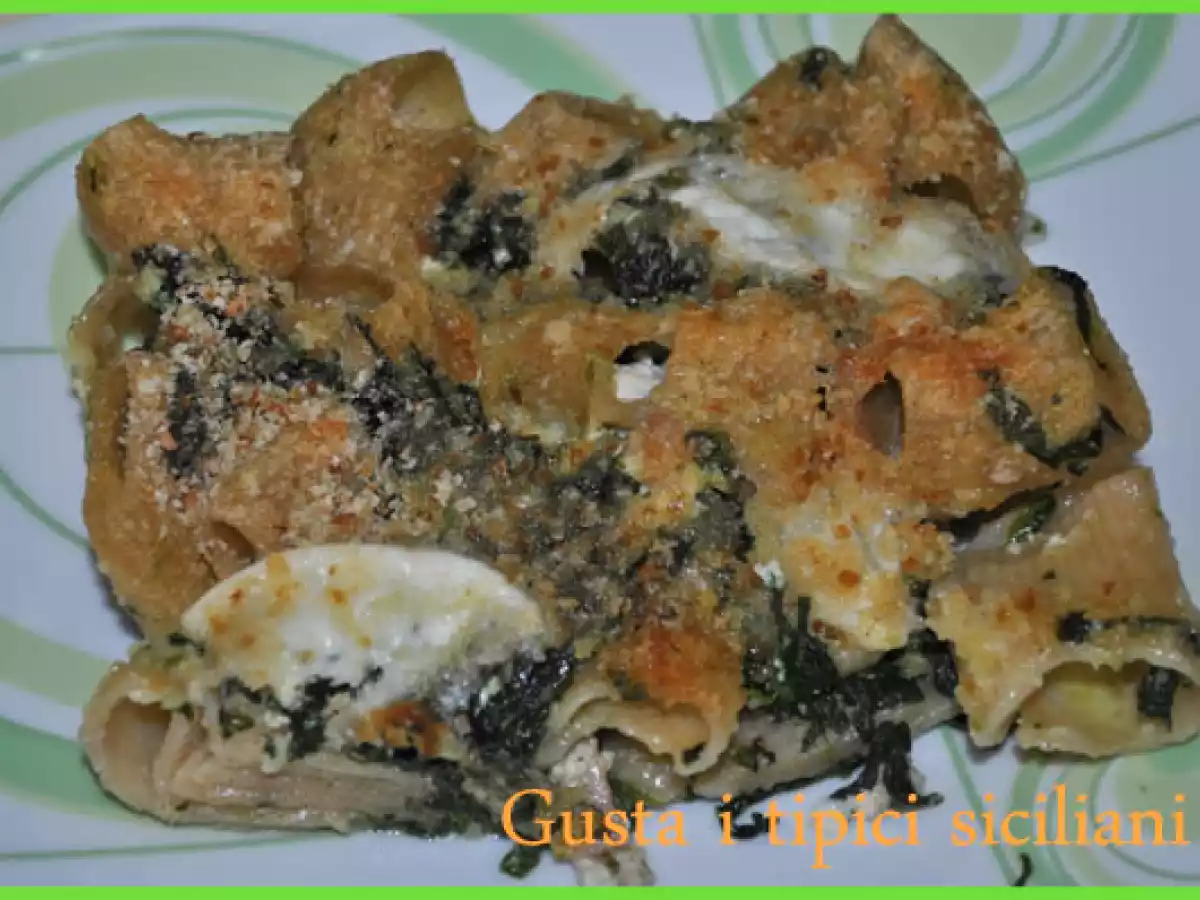 Rigatoni Integrali al forno con spinaci e ricotta