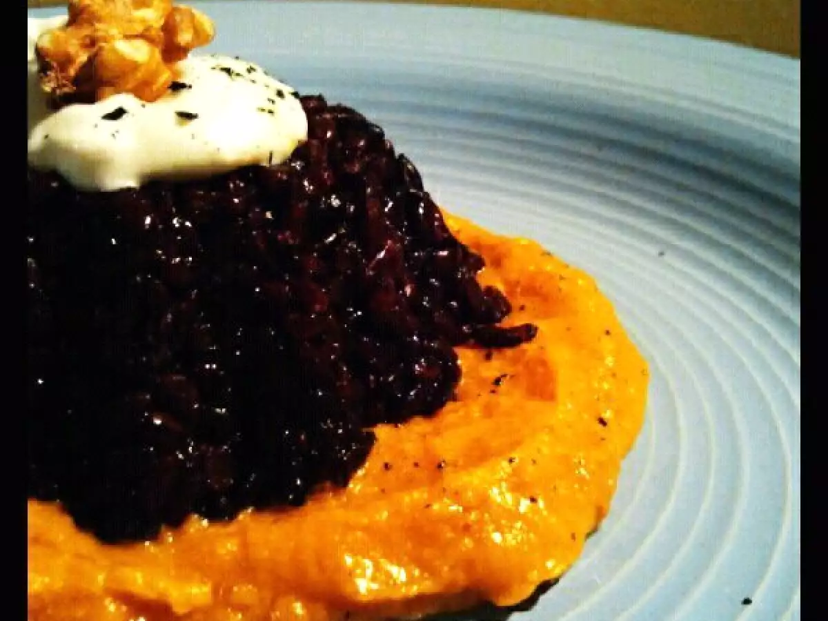 Riso venere su crema di zucca e amaretto con fonduta di gorgom mascarpone... - foto 3