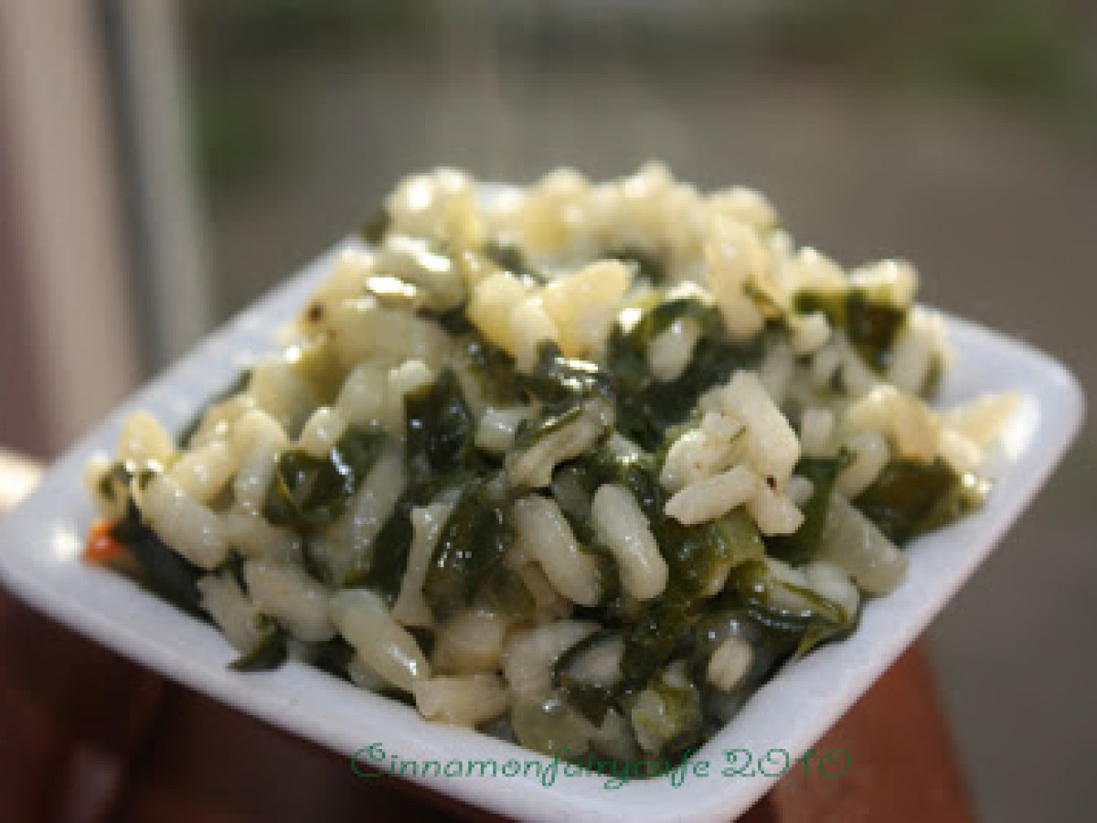 Risotto agli spinaci, noce moscata e formaggio cheddar