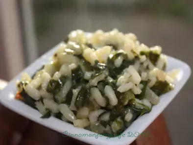 Risotto agli spinaci, noce moscata e formaggio cheddar